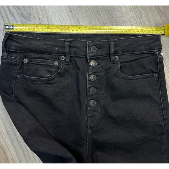 American Eagle Outfitters Womens Black High Rise Flare Button Fly Jeans Size 6 - Picture 7 of 8